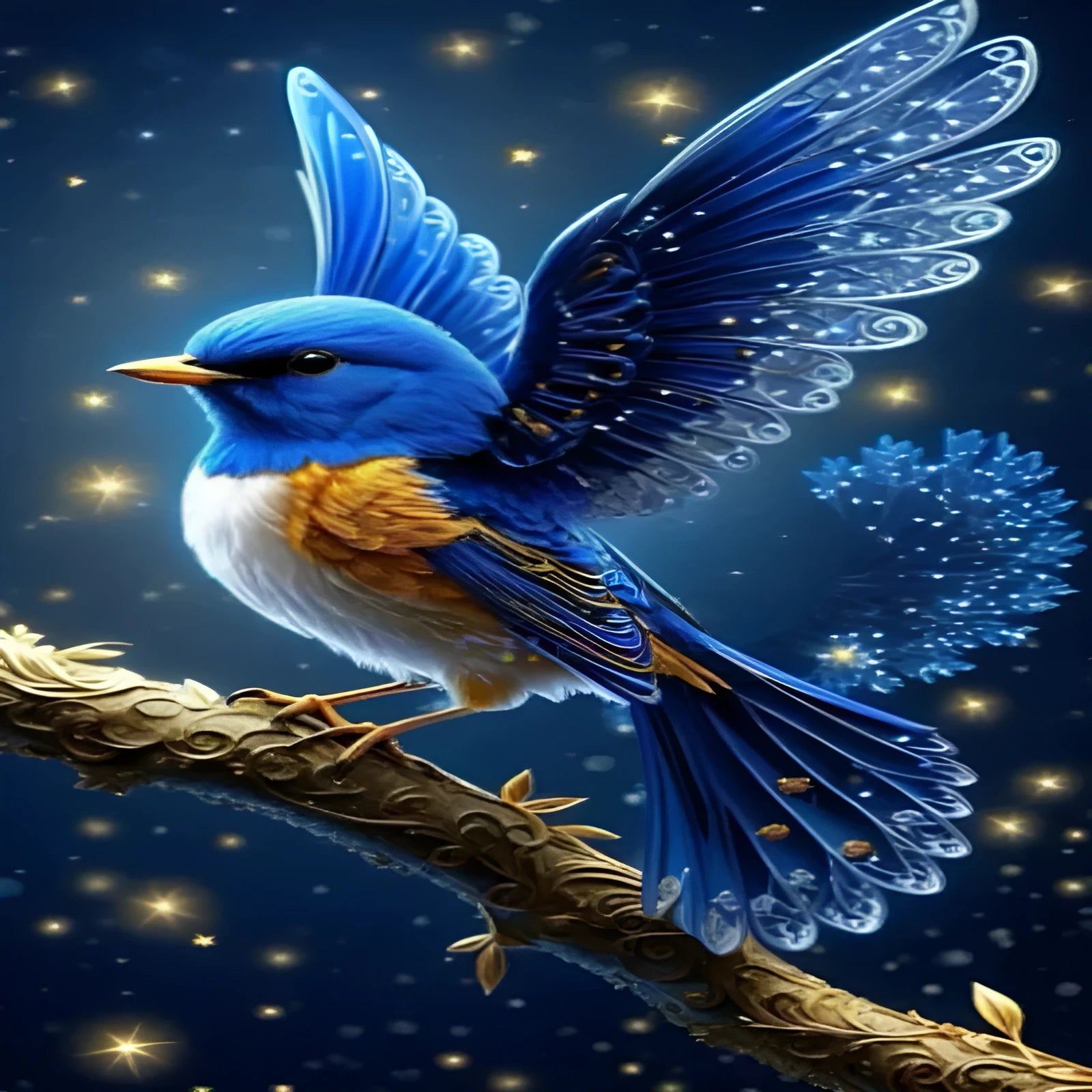 Handmade Blue Bird rhinestone painting on 60x100cm canvas with acrylic rhinestones