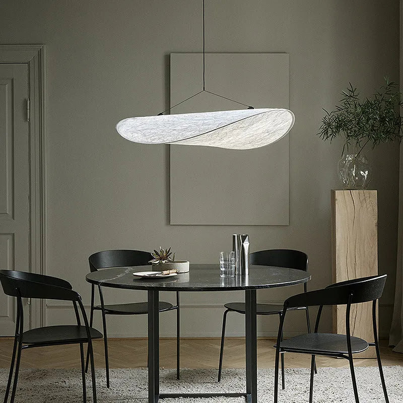 Simple art silk chandelier with diameter options and remote control for living room bedroom