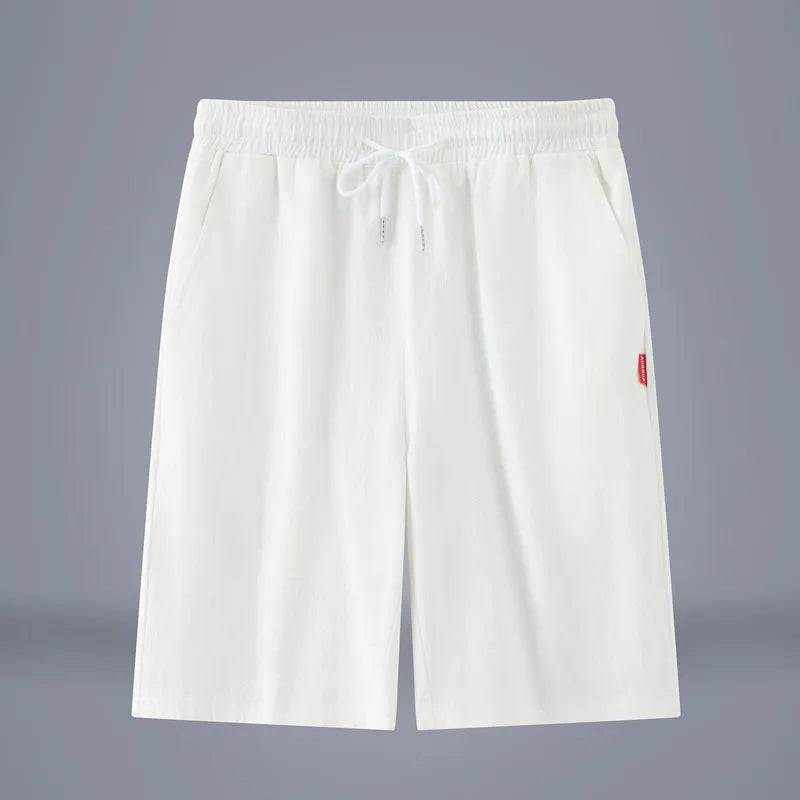 Solid colour cotton linen cropped pants with drawstring mid waist in multiple colour options