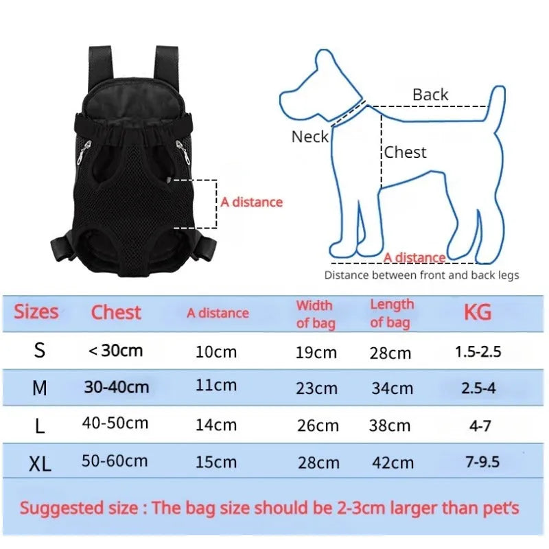 Pet dog carrier backpack in black nylon with breathable mesh and adjustable straps for small dogs