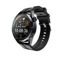 GS3 Max black smartwatch with silicone strap showing health stats on its IPS screen