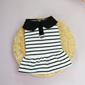 Pet wearing striped skirt and matching T-shirt summer outfit set