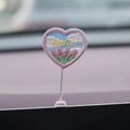 Set of six small yellow PVC duck figurines and one Hello sign for car dashboard decoration.