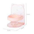 Grey adjustable height cat bowl with protective ears and removable cage for neck support