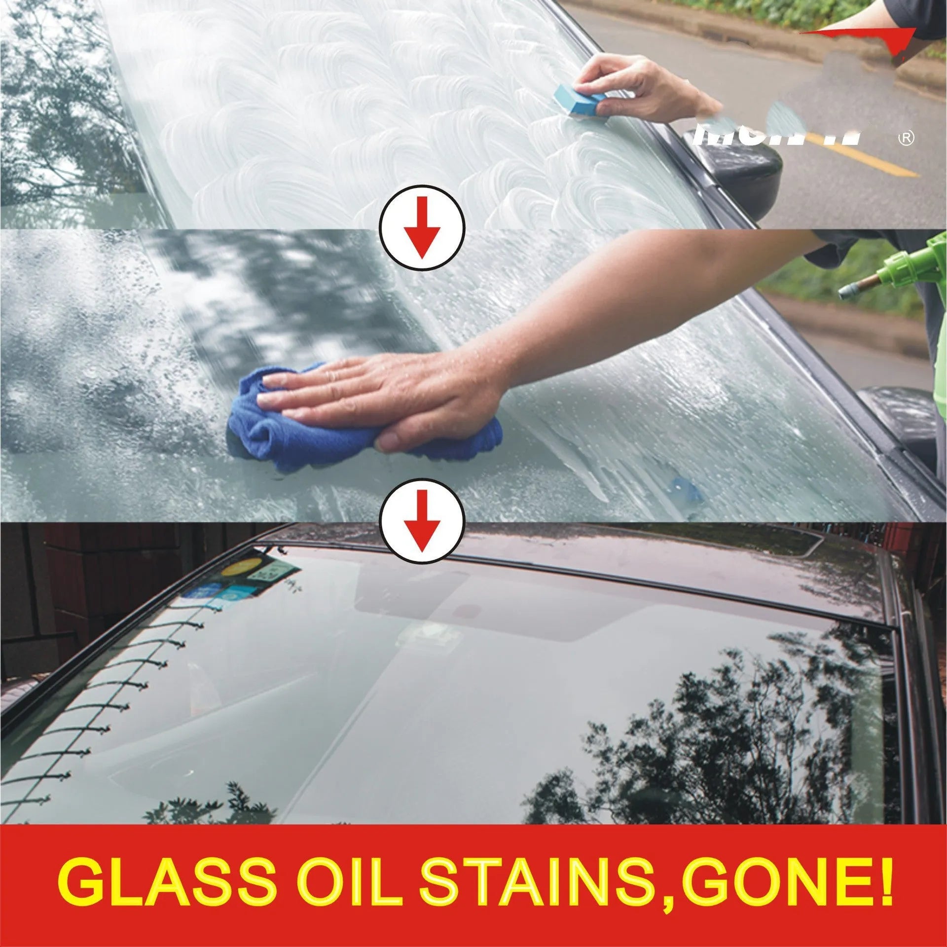 Automotive glass anti-fog kit with 15ml rainproof agent in white English packaging