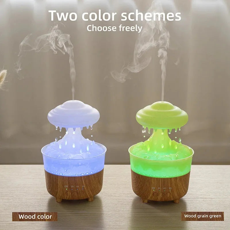 Rain cloud shaped ultrasonic humidifier with aromatherapy diffuser and 7 colour LED night light