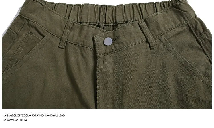 Women's workwear rivet cropped wide-leg shorts in apricot with loose fit and mid-waist design