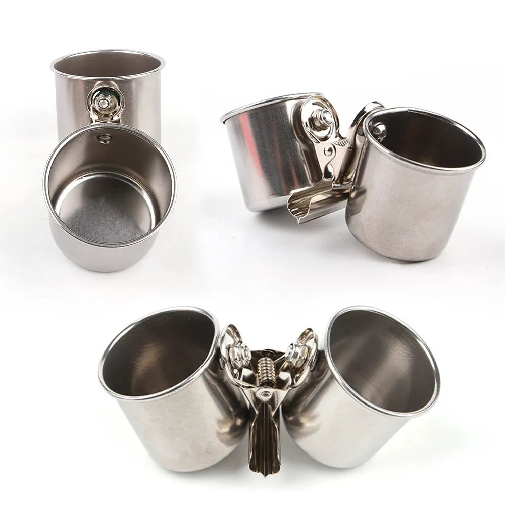 Stainless steel birdcage feeder in natural colour, shown in small, medium, and large sizes