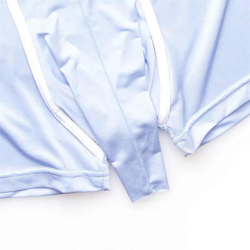 Men's solid colour Ice Silk boxers in grey, black, green, sapphire blue, sky blue and blue colours
