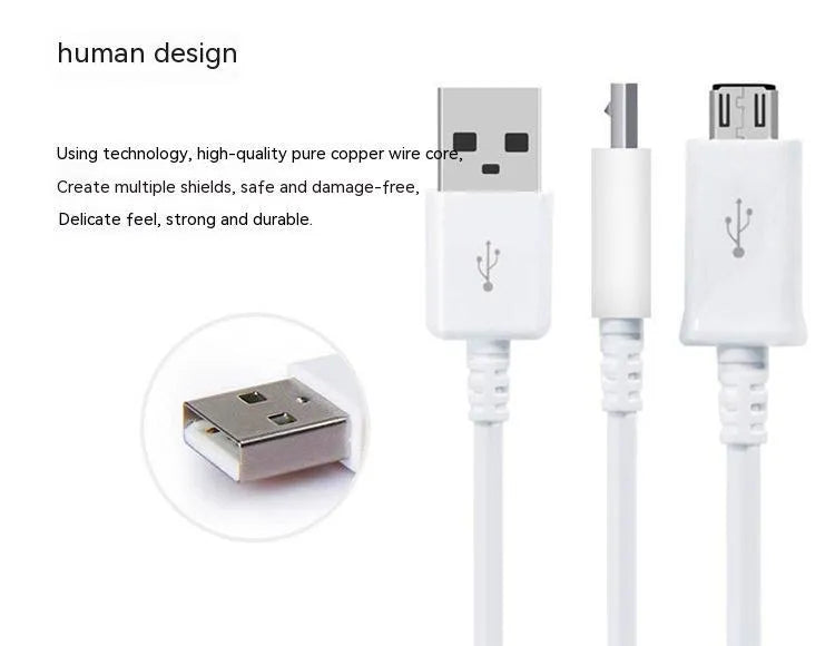 Black 1m Micro USB universal data cable with PVC wire for Android phones and tablets