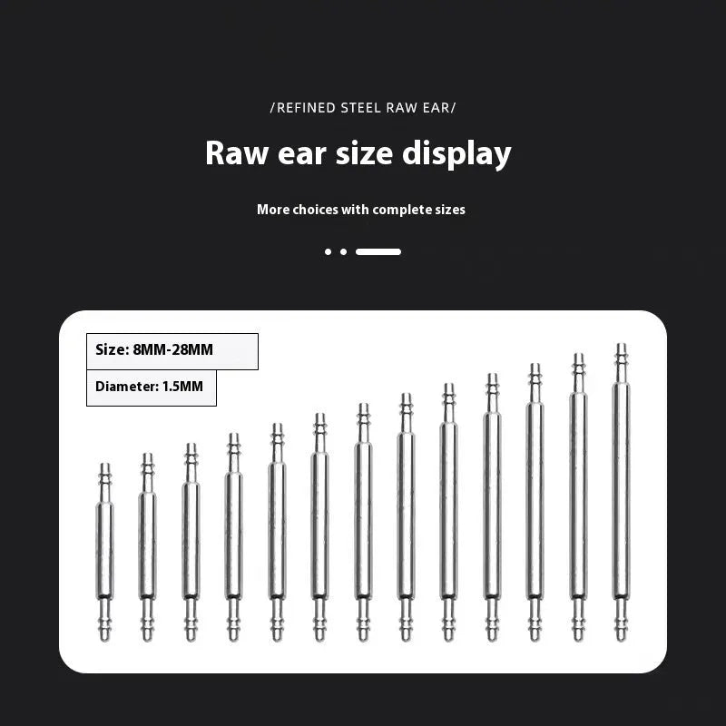 Watch repair spring shaft parts in sizes 21mm, 22mm, 23mm, 24mm, 25mm, and 26mm.
