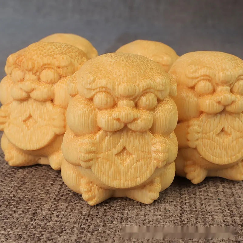 Solid bamboo carving ornament with Take Money design, 4.5cm tall.