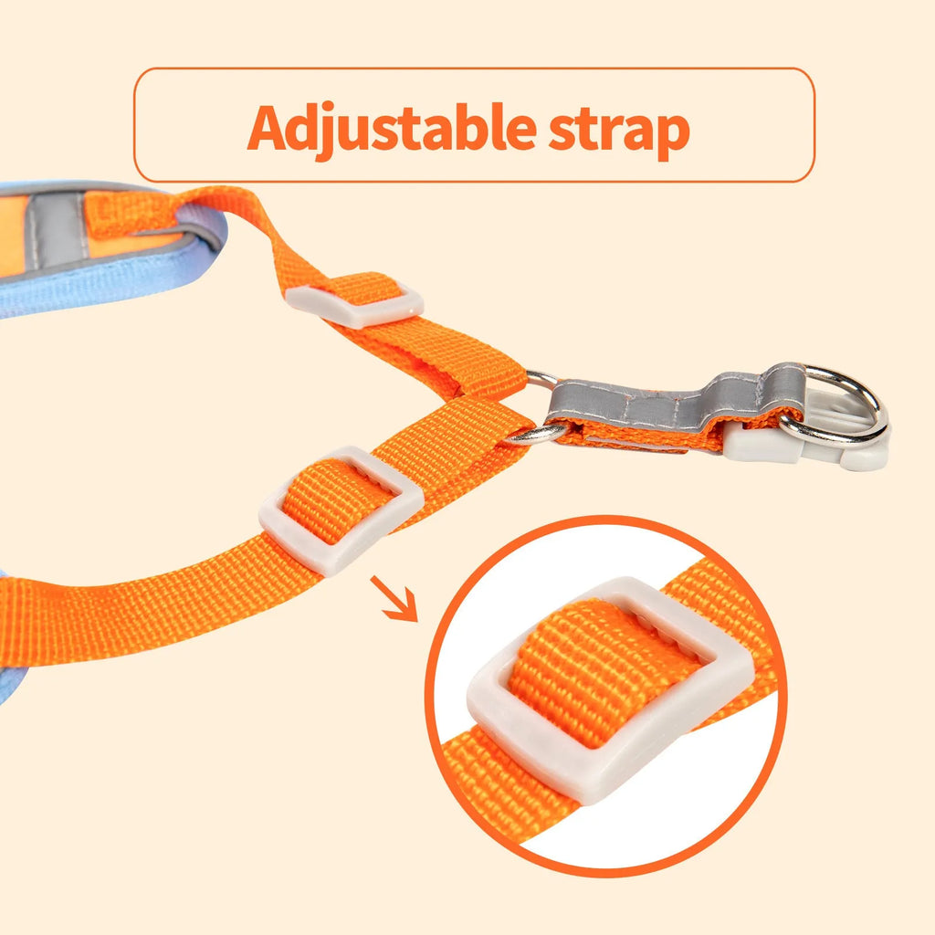 Adjustable dog haulage rope harness with anti-breaking vest in multiple colours