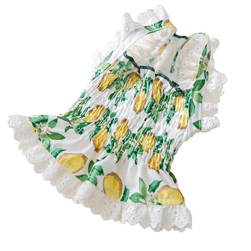 Thin breathable polyester strap dog skirt in Rock Yellow Lemon