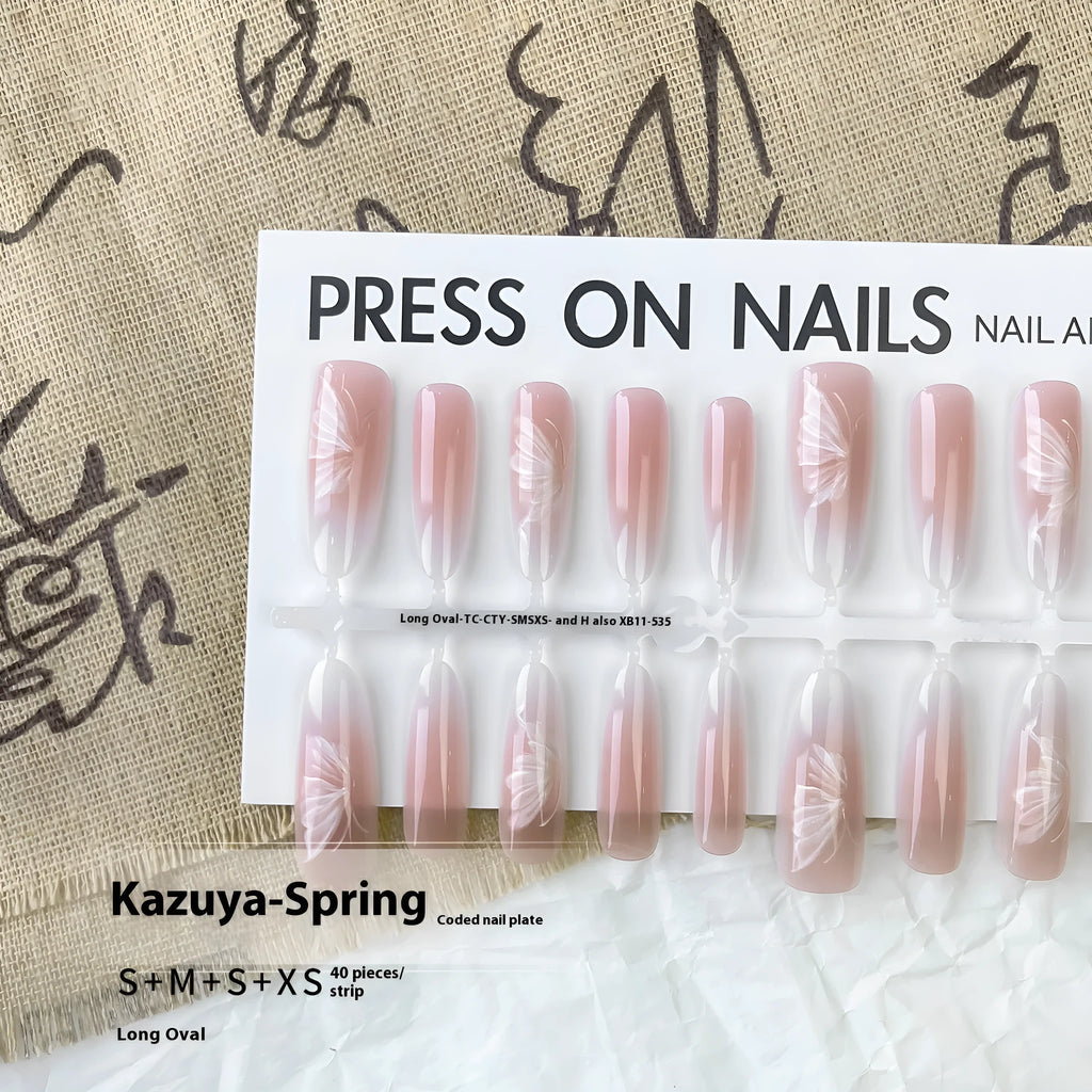 New Chinese style butterfly oval almond nail stickers in matte and glossy finish options