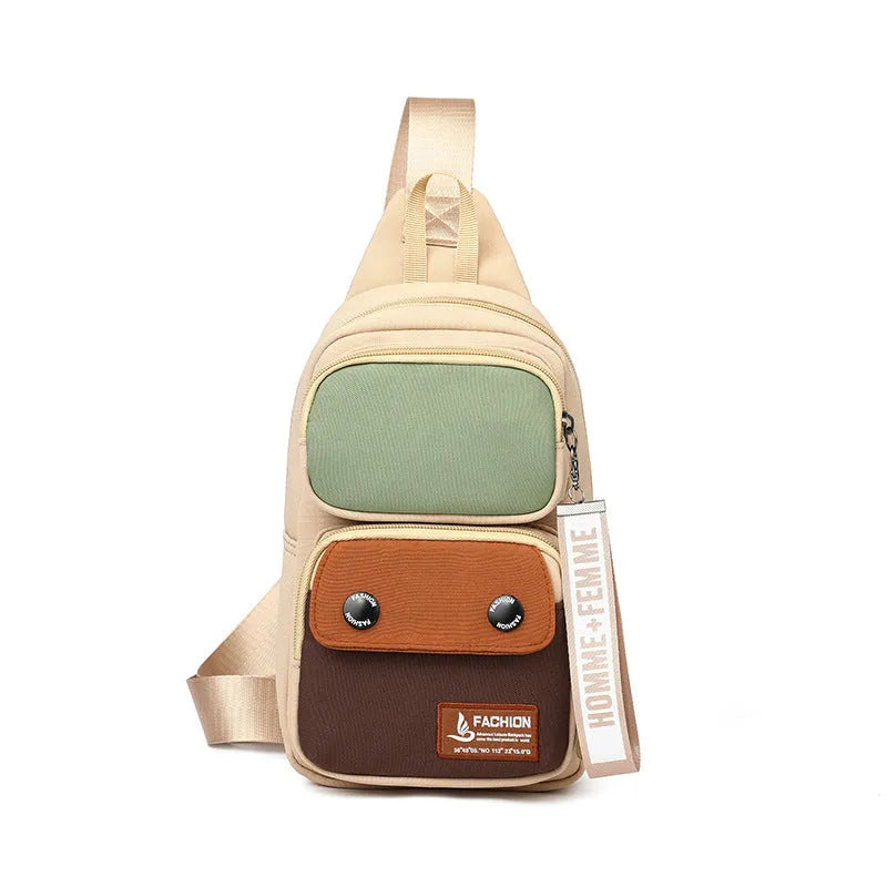 Outdoor leisure crossbody shoulder bag in nylon with letters pattern design