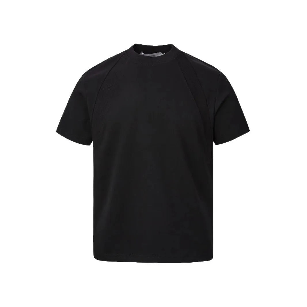 Loose fit short sleeve top with air layer stitching in black, white, or grey.