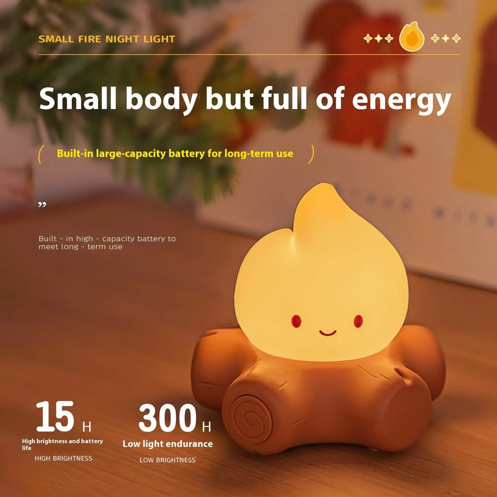 Silicone small fire pile cartoon night light with ABS shade showing yellow illumination