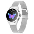 Women's sports smartwatch showing heart rate monitoring and available in four colours