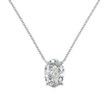 S925 sterling silver necklace with a geometric oval ice flower pendant, shown in gold and platinum finishes.