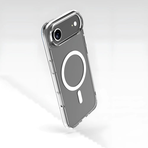 Transparent magnetic phone case for iPhone 17 series showing clear design with integrated magnetic elements