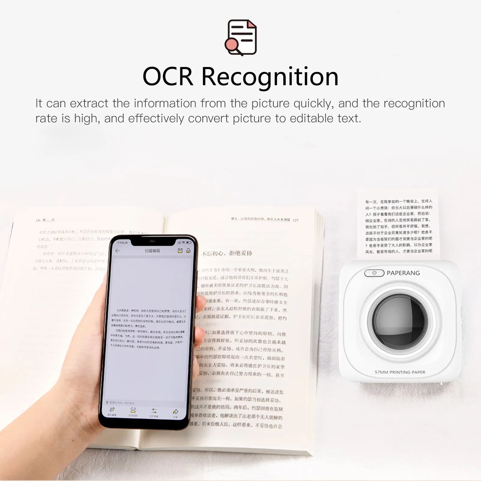 White pocket portable Bluetooth thermal label printer for home office use