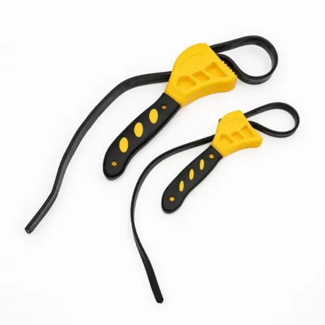 6-inch and 8-inch adjustable rubber strap wrench set with plastic rubber handles