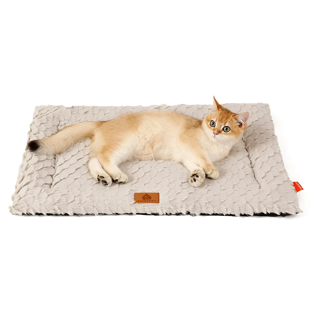Pv wool cushion with fish scale pattern in brown for dogs and cats, available in multiple sizes