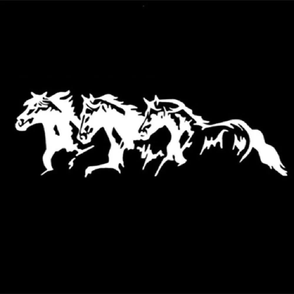 Three Horses 25cm by 8cm vinyl car decal showing steed design in four colour options