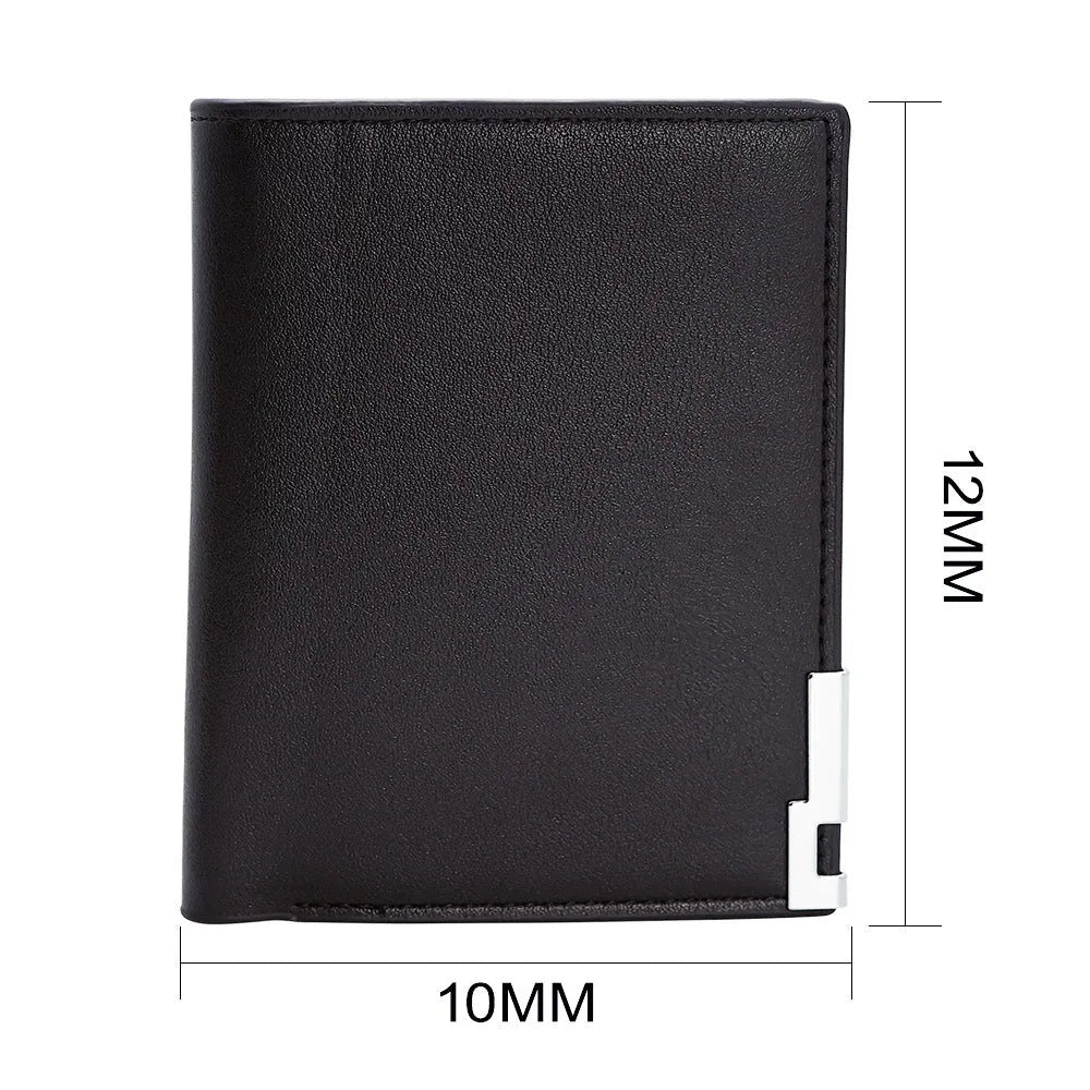 Men's brown leather zip-around wallet with seven compartments measuring 7 cm
