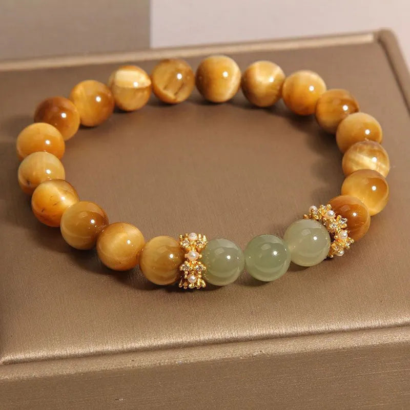 Natural Tiger's Eye Hetian Jade Bracelet U-Shaped Diamond Treatment Golden Gourd Colour Unisex