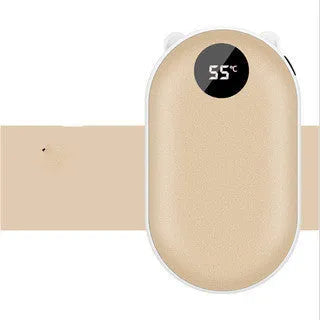 Compact rechargeable hand warmer with integrated 5200mAh USB power bank in various colour options