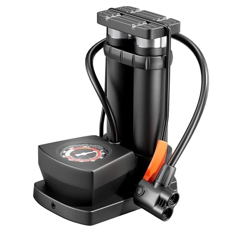 Foot tire pump for bicycle and motorcycle high pressure portable automobile air inflator with iron body and 170cm length