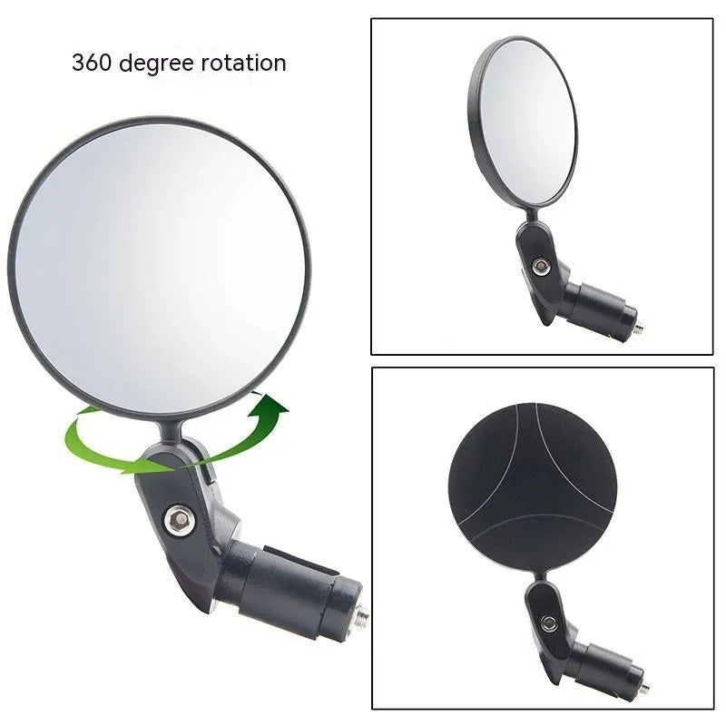 Black ABS convex rearview mirror showing 7cm diameter lens and adjustable mount.