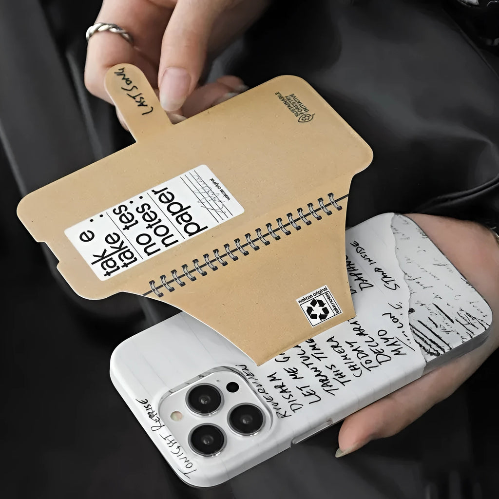 Minimalist TPU phone case with flip stand, kraft paper texture, for iPhone 14 13 12 11