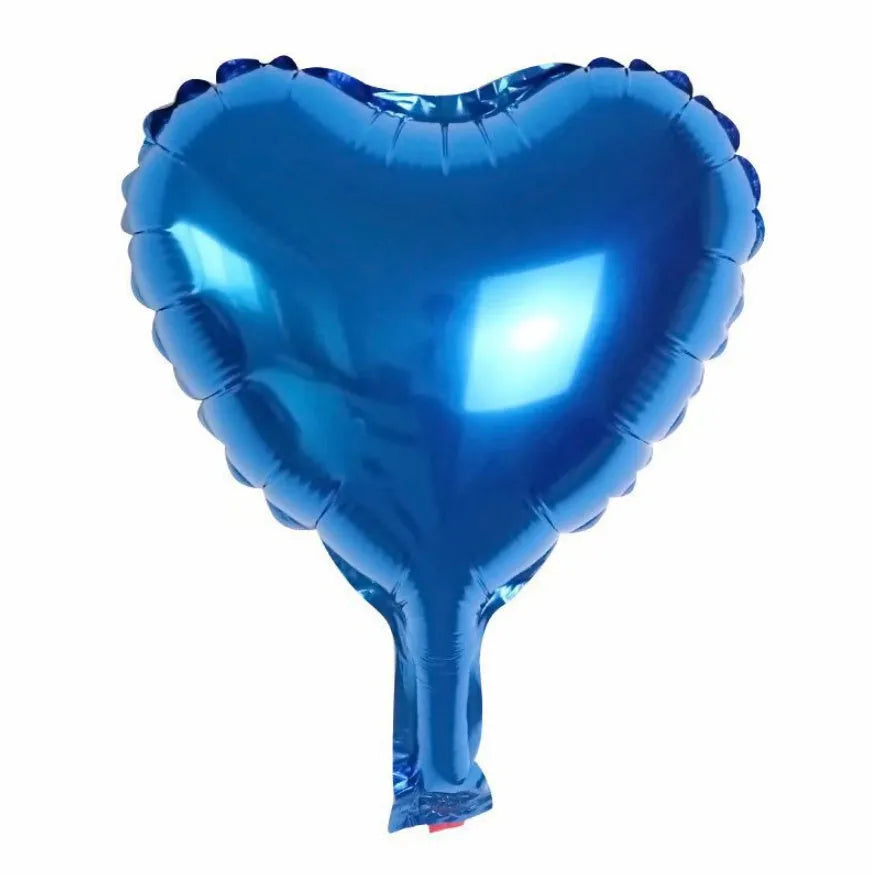 Five peach heart-shaped aluminium foil balloons in metallic colours for party decorations