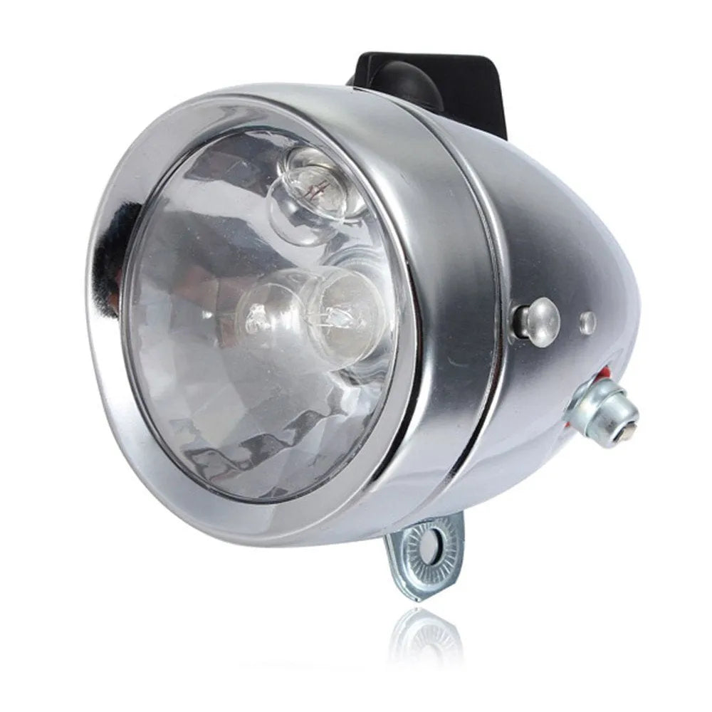Silver bicycle generator light modification kit with dynamo-powered 12V and 6V voltage suits