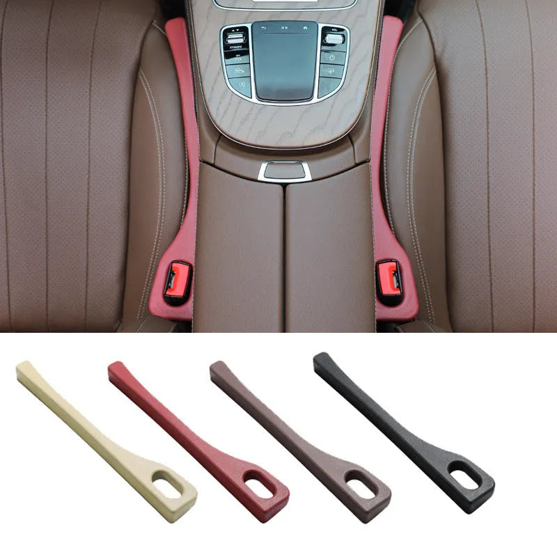 Polyurethane car seat gap filler strip in beige colour to prevent items falling between seats.
