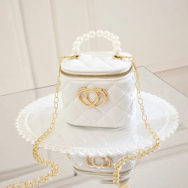 PVC bucket gel bag with heart pattern in apricot colour