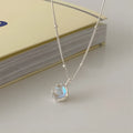 Geometric stone pendant on silver curb chain necklace, adjustable 41-50cm length