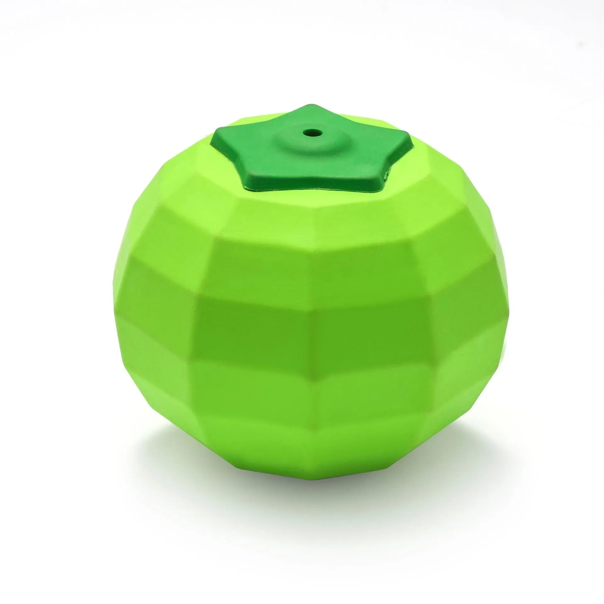 Green natural rubber dog ball chew toy for large breed dogs with squeaker