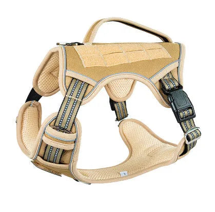 Tactical working dog chest strap in Oxford cloth with metal ring, available in black, khaki, yellow camo, forest camo, olive green, sizes M L XL