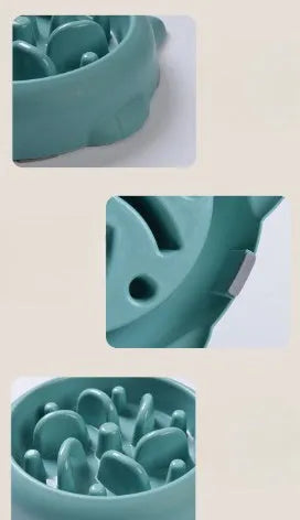 Bone pattern slow feeder dog bowl in PP plastic for anti-gulping pet feeding