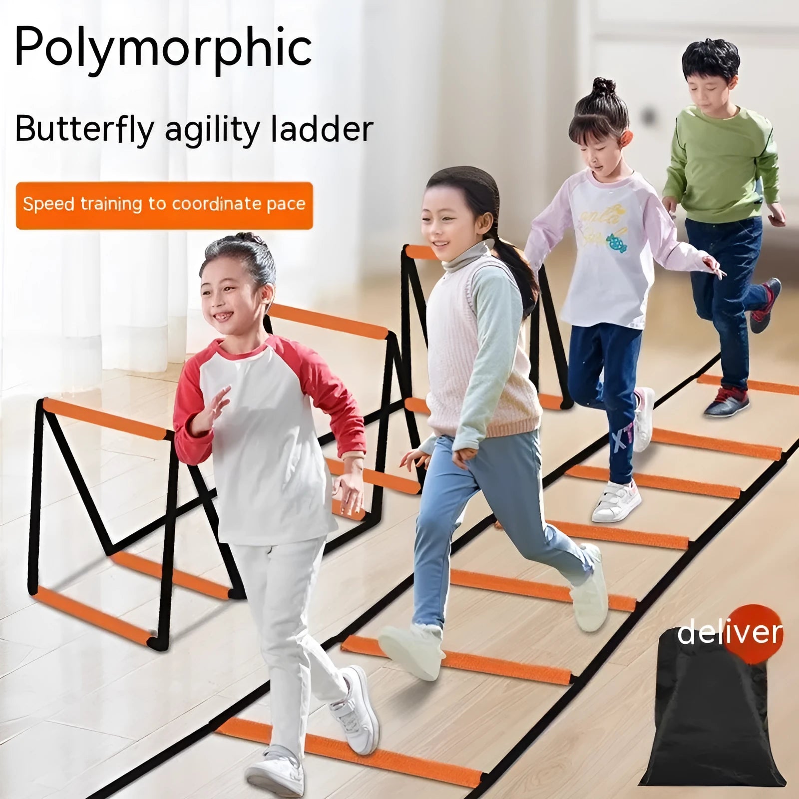 Plastic butterfly agility ladder set for youth physical fitness training with rope ladders