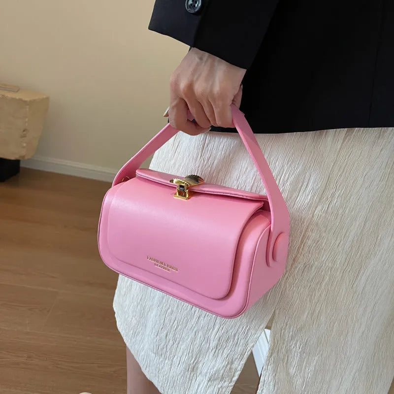 Women's personalised PU shoulder messenger bag with letter customisation in black, beige, pink or khaki colours