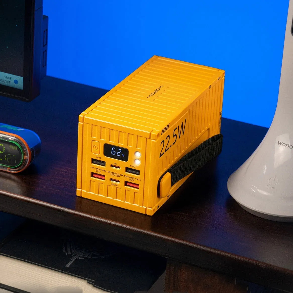 Large capacity 50000mAh outdoor digital display mobile power supply in black with five output ports