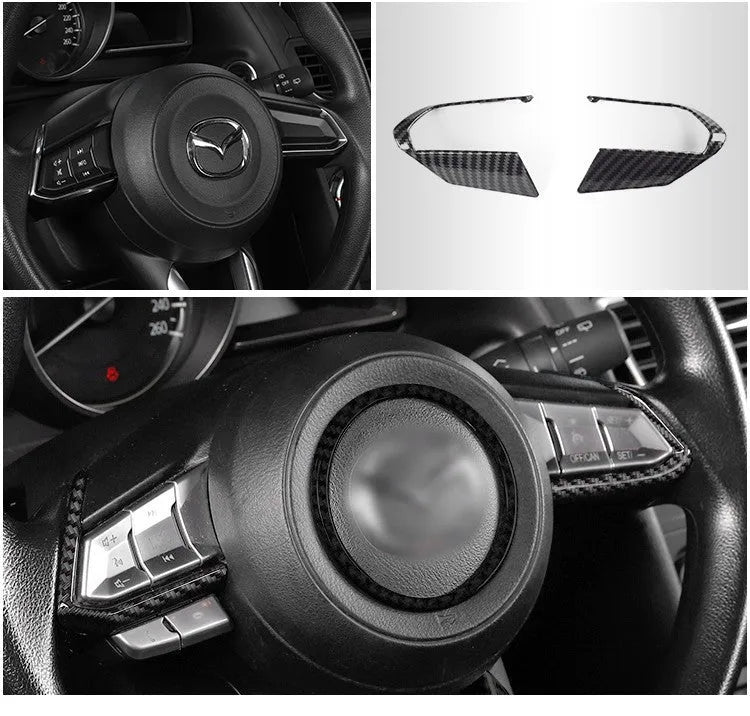 Pair of carbon fibre style ABS steering wheel frames for left and right hand drive vehicles