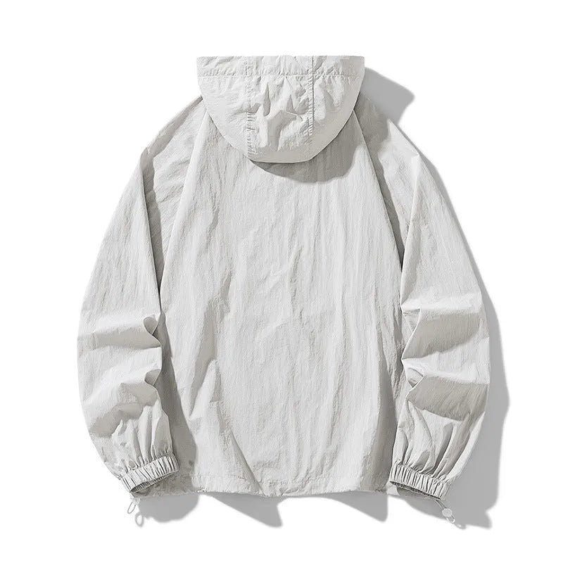 Outdoor sun-protective couple sports coat jacket in loose fit, thin nylon blend, available in 8 colours