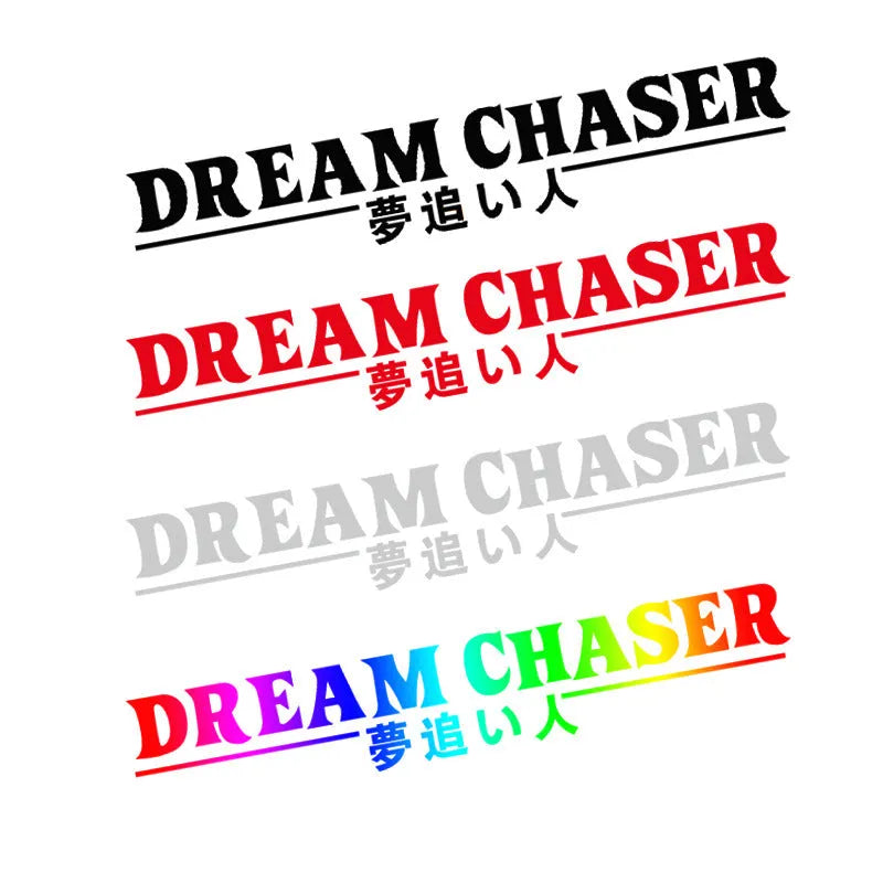Chinese dream chaser car sticker in PET material 40x7cm black on rear window glass