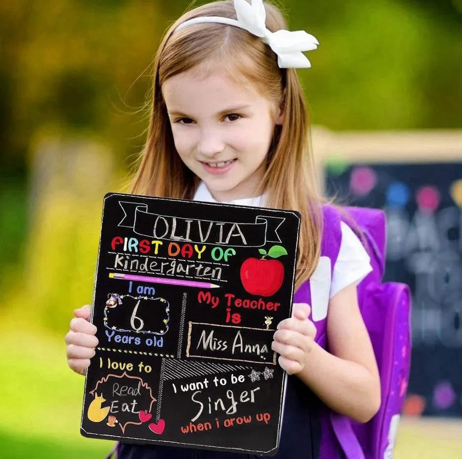 Blackboard first day of school wooden craftwork ornament density plate 25.5x30x0.5cm modern simplicity style